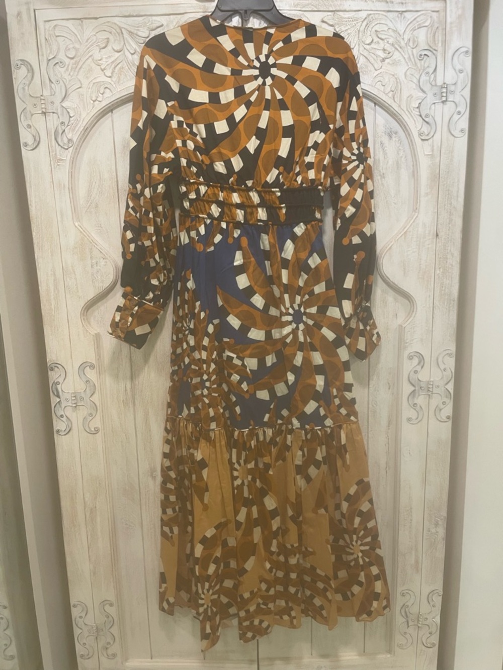 FARM Rio Swirl-Print Maxi Dress in Brown & Navy - Picture 4 of 4